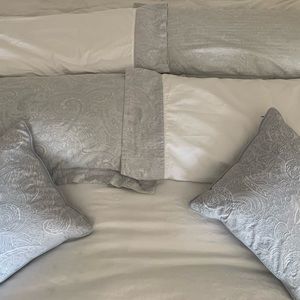 Lauren Suite by Ralph Lauren King Pillowcase Pale Blue Paisley Trim Set of 2